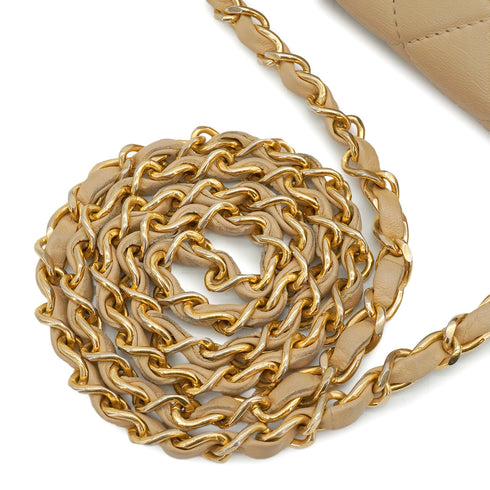 VINTAGE CHANEL MATELASSE HALF MOON CHAIN SHOULDER BAG BEIGE LAMB SKIN 90340157