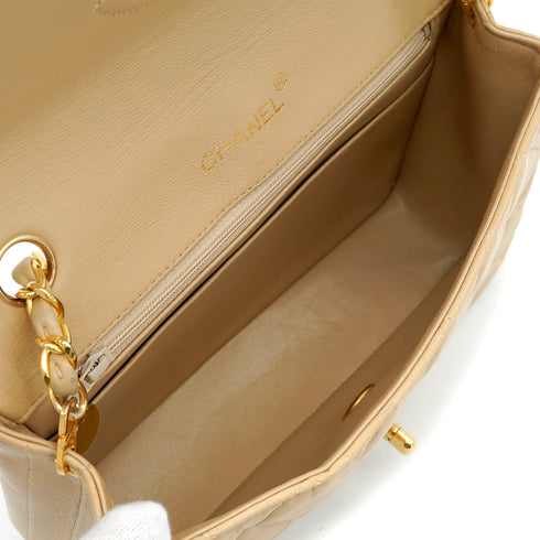 VINTAGE CHANEL MATELASSE HALF MOON CHAIN SHOULDER BAG BEIGE LAMB SKIN GOLD HARDWARE 90343963