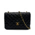 VINTAGE CHANEL MATELASSE HALF MOON CHAIN SHOULDER BAG BLACK LAMB SKIN 90305999