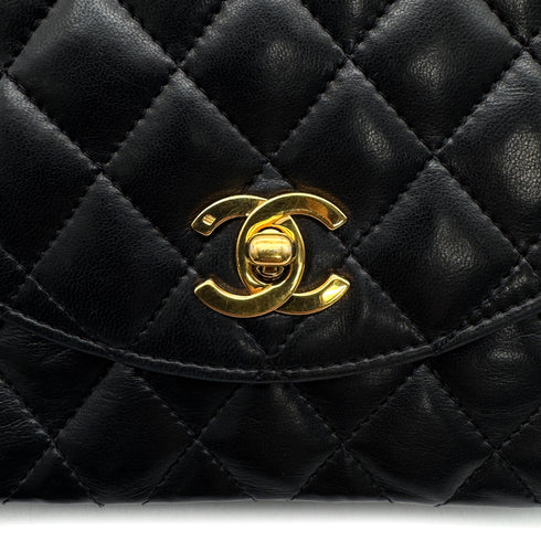 VINTAGE CHANEL MATELASSE HALF MOON CHAIN SHOULDER BAG BLACK LAMB SKIN 90305999
