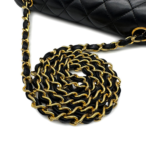 VINTAGE CHANEL MATELASSE HALF MOON CHAIN SHOULDER BAG BLACK LAMB SKIN 90306003