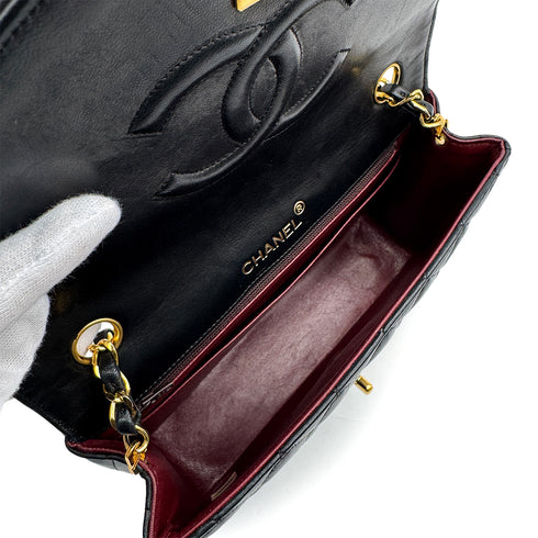 VINTAGE CHANEL MATELASSE HALF MOON CHAIN SHOULDER BAG BLACK LAMB SKIN 90306003
