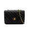 VINTAGE CHANEL MATELASSE HALF MOON CHAIN SHOULDER BAG BLACK LAMB SKIN 90315873