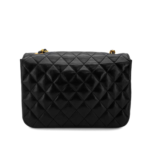 VINTAGE CHANEL MATELASSE HALF MOON CHAIN SHOULDER BAG BLACK LAMB SKIN 90315873