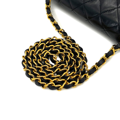 VINTAGE CHANEL MATELASSE HALF MOON CHAIN SHOULDER BAG BLACK LAMB SKIN 90315873