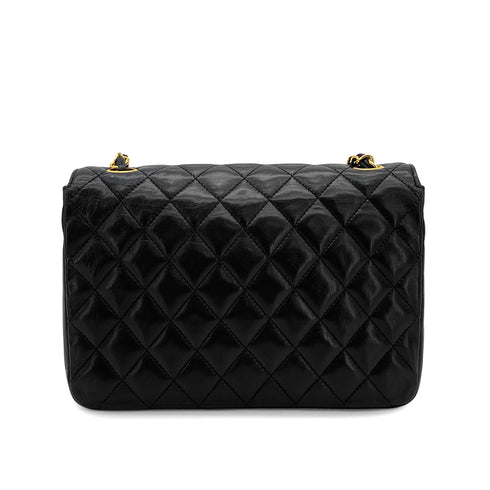 VINTAGE CHANEL MATELASSE HALF MOON CHAIN SHOULDER BAG BLACK LAMB SKIN 90316166