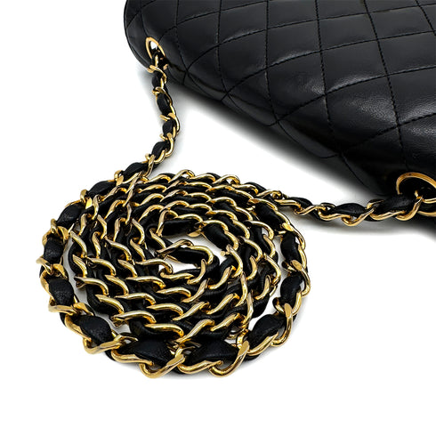 VINTAGE CHANEL MATELASSE HALF MOON CHAIN SHOULDER BAG BLACK LAMB SKIN 90323978