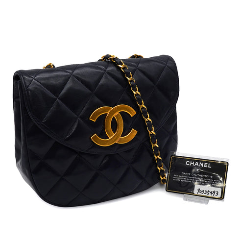VINTAGE CHANEL MATELASSE HALF MOON CHAIN SHOULDER BAG NAVY LAMB SKIN 90335493