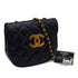 VINTAGE CHANEL MATELASSE HALF MOON CHAIN SHOULDER BAG NAVY LAMB SKIN 90335493