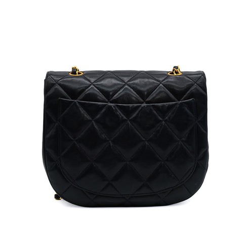 VINTAGE CHANEL MATELASSE HALF MOON CHAIN SHOULDER BAG NAVY LAMB SKIN 90335493