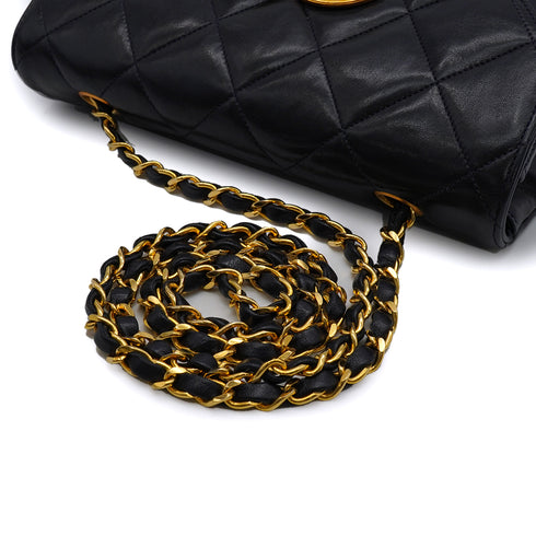 VINTAGE CHANEL MATELASSE HALF MOON CHAIN SHOULDER BAG NAVY LAMB SKIN 90335493
