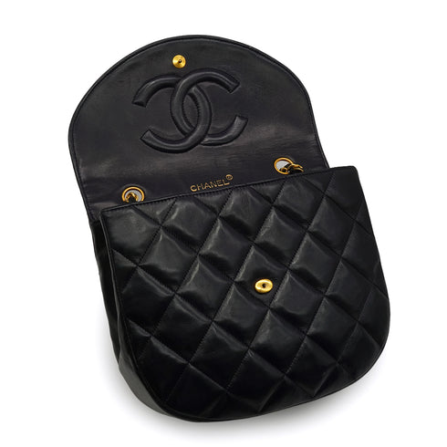 VINTAGE CHANEL MATELASSE HALF MOON CHAIN SHOULDER BAG NAVY LAMB SKIN 90335493