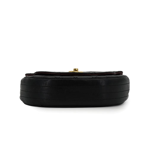 VINTAGE CHANEL MATELASSE HALF MOON CHAIN SHOULDER BAG BLACK LAMB SKIN GOLD HARDWARE 90340158