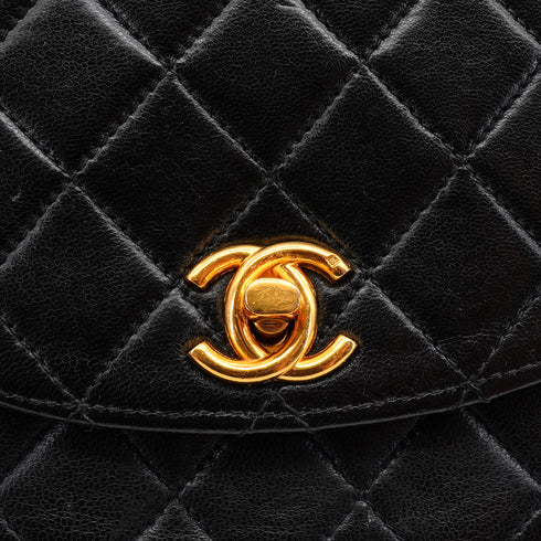 VINTAGE CHANEL MATELASSE HALF MOON CHAIN SHOULDER BAG BLACK LAMB SKIN GOLD HARDWARE 90340158