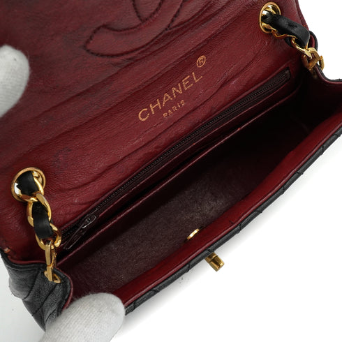 VINTAGE CHANEL MATELASSE HALF MOON CHAIN SHOULDER BAG BLACK LAMB SKIN GOLD HARDWARE 90340158