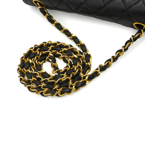 VINTAGE CHANEL MATELASSE HALF MOON CHAIN SHOULDER BAG BLACK LAMB SKIN 90343968