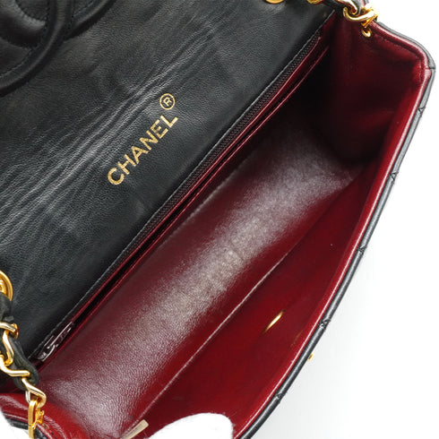 VINTAGE CHANEL MATELASSE HALF MOON CHAIN SHOULDER BAG BLACK LAMB SKIN 90343968