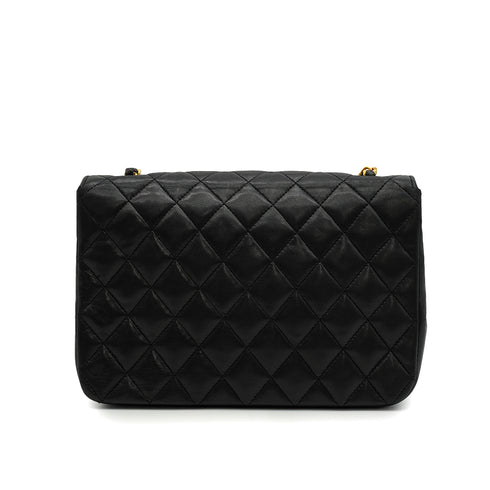VINTAGE CHANEL MATELASSE HALF MOON CHAIN SHOULDER BAG BLACK LAMB SKIN 90344086