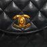 VINTAGE CHANEL MATELASSE HALF MOON CHAIN SHOULDER BAG BLACK LAMB SKIN 90344086