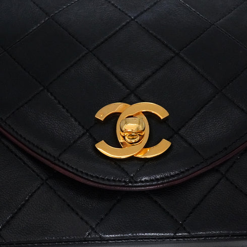 VINTAGE CHANEL MATELASSE HALF MOON CHAIN SHOULDER BAG BLACK LAMB SKIN GOLD HARDWARE 90346979
