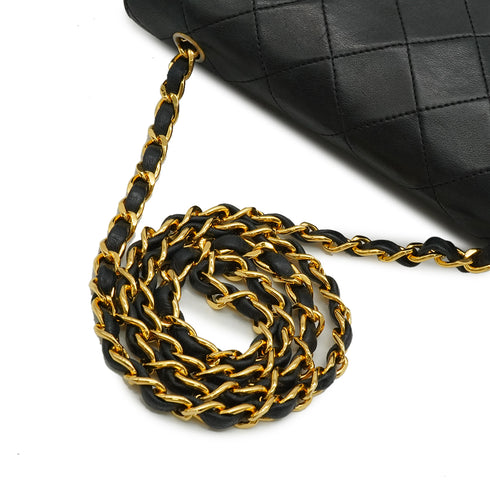 VINTAGE CHANEL MATELASSE HALF MOON CHAIN SHOULDER BAG BLACK LAMB SKIN GOLD HARDWARE 90346979