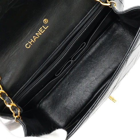 VINTAGE CHANEL MATELASSE HALF MOON CHAIN SHOULDER BAG BLACK LAMB SKIN GOLD HARDWARE 90346979