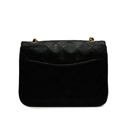 VINTAGE CHANEL MATELASSE HALF MOON CHAIN SHOULDER BAG BLACK LAMB SKIN 90328461