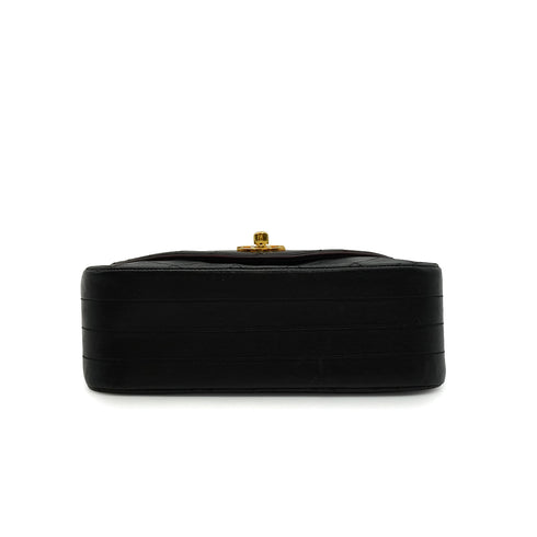 VINTAGE CHANEL MATELASSE HALF MOON CHAIN SHOULDER BAG BLACK LAMB SKIN 90328461