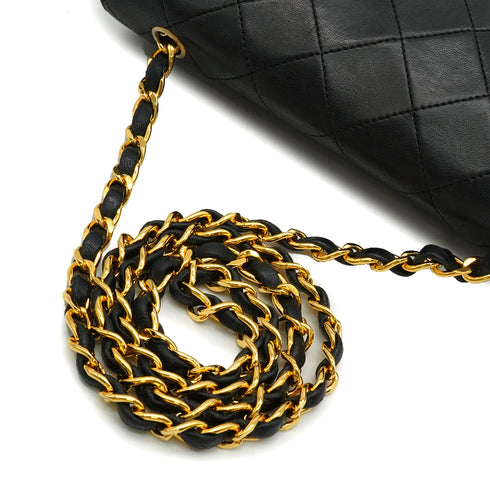 VINTAGE CHANEL MATELASSE HALF MOON CHAIN SHOULDER BAG BLACK LAMB SKIN 90328461
