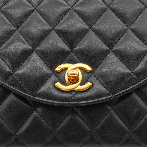 VINTAGE CHANEL MATELASSE HALF MOON CHAIN SHOULDER BAG BLACK LAMB SKIN GOLD HARDWARE 90324751