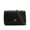 VINTAGE CHANEL MATELASSE HALF MOON CHAIN SHOULDER BAG BLACK LAMB SKIN GOLD HARDWARE 90339832
