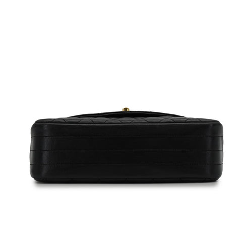 VINTAGE CHANEL MATELASSE HALF MOON CHAIN SHOULDER BAG BLACK LAMB SKIN GOLD HARDWARE 90339832