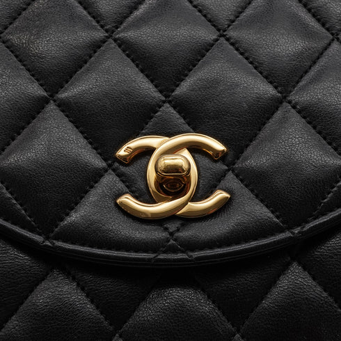 VINTAGE CHANEL MATELASSE HALF MOON CHAIN SHOULDER BAG BLACK LAMB SKIN GOLD HARDWARE 90339832