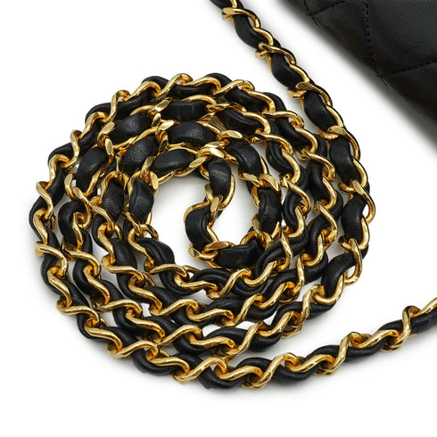 VINTAGE CHANEL MATELASSE HALF MOON CHAIN SHOULDER BAG BLACK LAMB SKIN GOLD HARDWARE 90339832