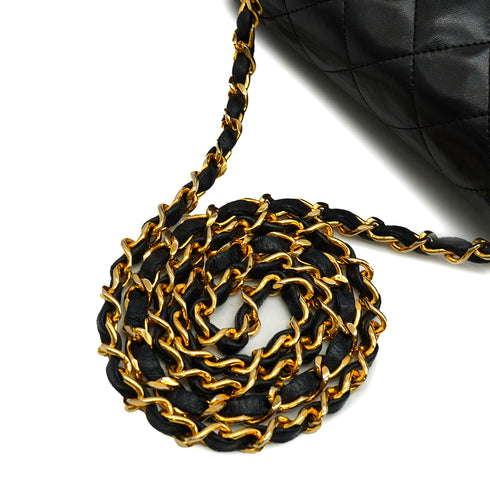VINTAGE CHANEL MATELASSE HALF MOON CHAIN SHOULDER BAG BLACK LAMB SKIN GOLD HARDWARE 90348324