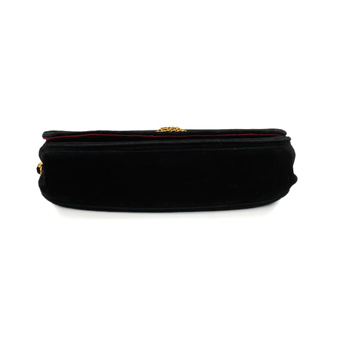 VINTAGE CHANEL MATELASSE HALF MOON CHAIN SHOULDER BAG BLACK VELOR GOLD HARDWARE 90340156