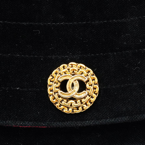 VINTAGE CHANEL MATELASSE HALF MOON CHAIN SHOULDER BAG BLACK VELOR GOLD HARDWARE 90340156