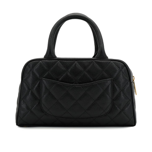 VINTAGE CHANEL MATELASSE HAND BAG BLACK CAVIAR SKIN GOLD HARDWARE 90328925