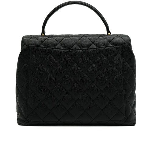 VINTAGE CHANEL MATELASSE HAND BAG BLACK CAVIAR SKIN GOLD HARDWARE 90343953