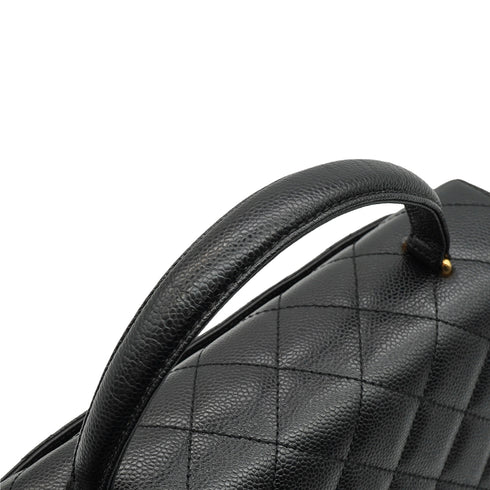 VINTAGE CHANEL MATELASSE HAND BAG BLACK CAVIAR SKIN GOLD HARDWARE 90343953