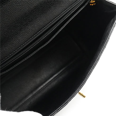 VINTAGE CHANEL MATELASSE HAND BAG BLACK CAVIAR SKIN GOLD HARDWARE 90343953