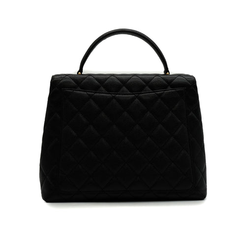 VINTAGE CHANEL MATELASSE HAND BAG BLACK CAVIAR SKIN GOLD HARDWARE 90348224