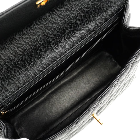 VINTAGE CHANEL MATELASSE HAND BAG BLACK CAVIAR SKIN GOLD HARDWARE 90348224