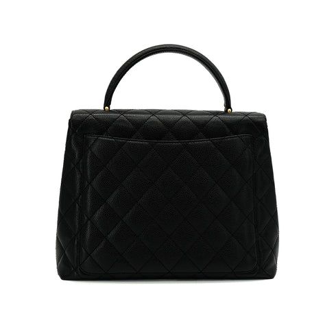 VINTAGE CHANEL MATELASSE HAND BAG BLACK CAVIAR SKIN GOLD HARDWARE 90348244
