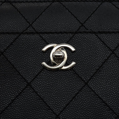 VINTAGE CHANEL MATELASSE HAND BAG BLACK CAVIAR SKIN SILVER HARDWARE 90345990