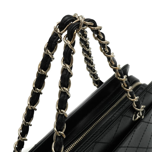 VINTAGE CHANEL MATELASSE HAND BAG BLACK CAVIAR SKIN SILVER HARDWARE 90345990