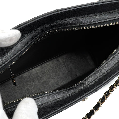 VINTAGE CHANEL MATELASSE HAND BAG BLACK CAVIAR SKIN SILVER HARDWARE 90345990