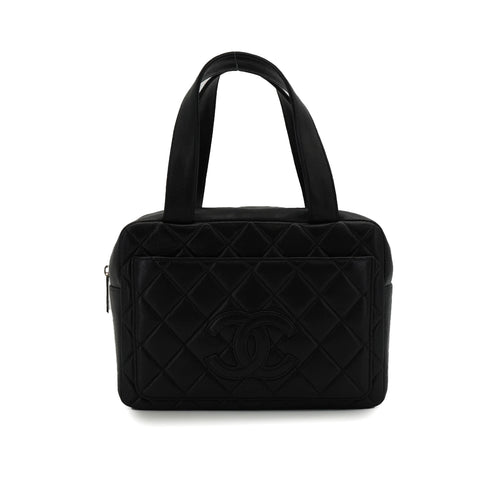 VINTAGE CHANEL COCOMARK MATELASSE HAND BAG BLACK LAMB SKIN 90347771