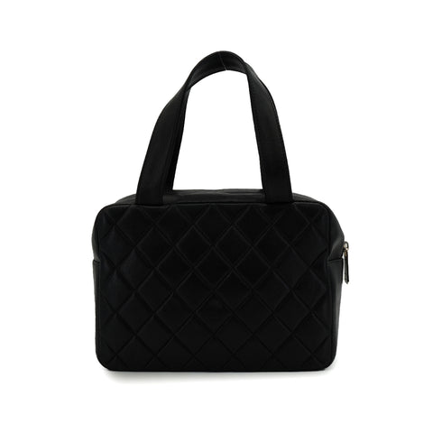 VINTAGE CHANEL COCOMARK MATELASSE HAND BAG BLACK LAMB SKIN 90347771