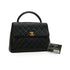 VINTAGE CHANEL MATELASSE HAND BAG BLACK LAMB SKIN GOLD HARDWARE 90348200